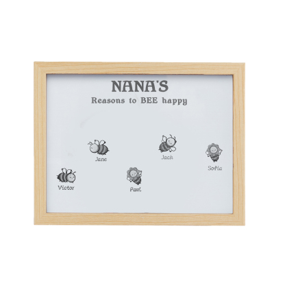 5 Names-Personalized Family Color Or Black And White Frame Custom 5 Names And Text LED Night Light