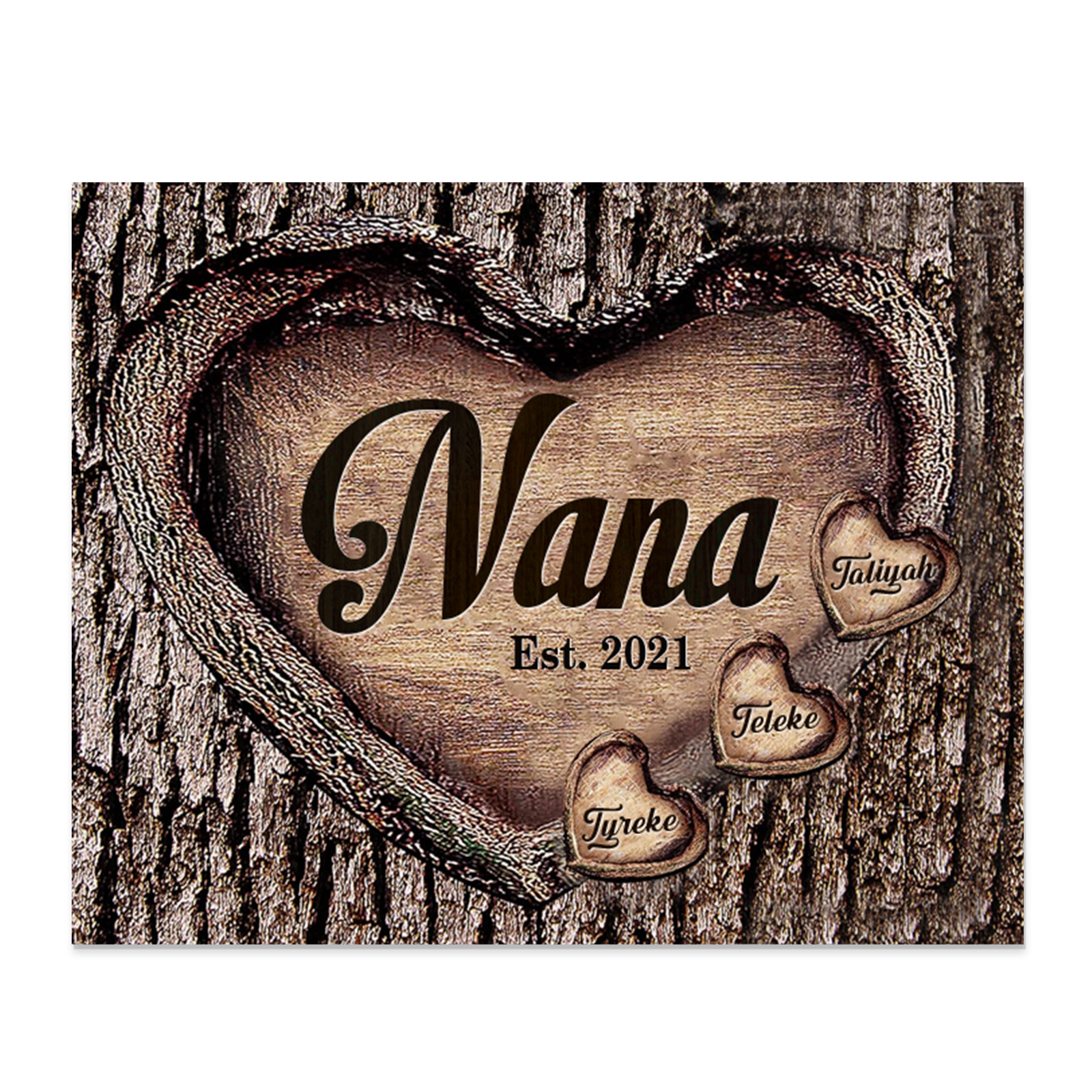 3 Names-Personalized Nana Wooden Ornament Custom Text And Date Home Decoration for Family