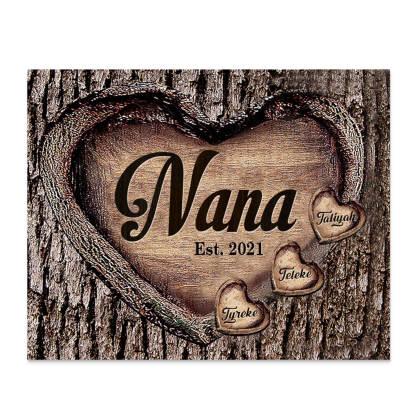 3 Names-Personalized Nana Wooden Ornament Custom Text And Date Home Decoration for Family