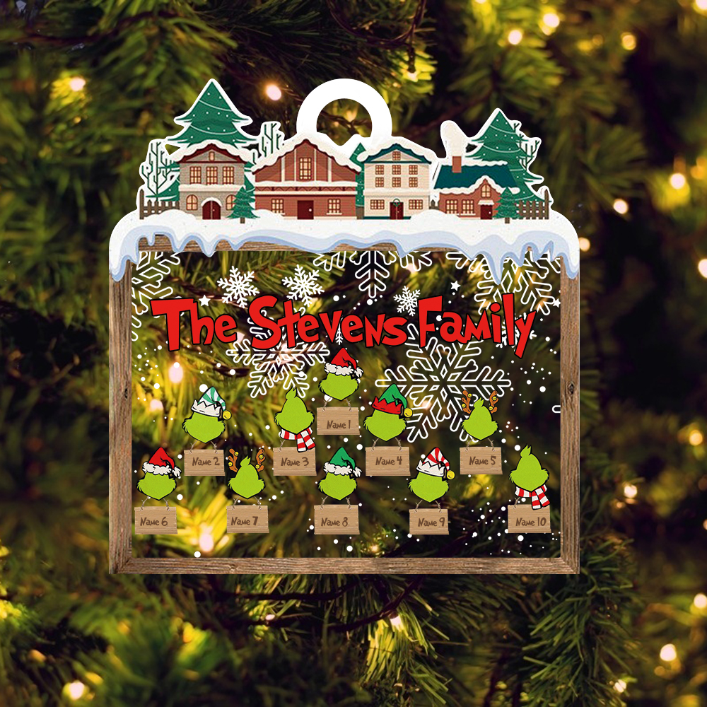MERRY GRINCHMAS Grinch Personalized Christmas Ornament Engraved 6 Names Gifts For Family | Jessemade