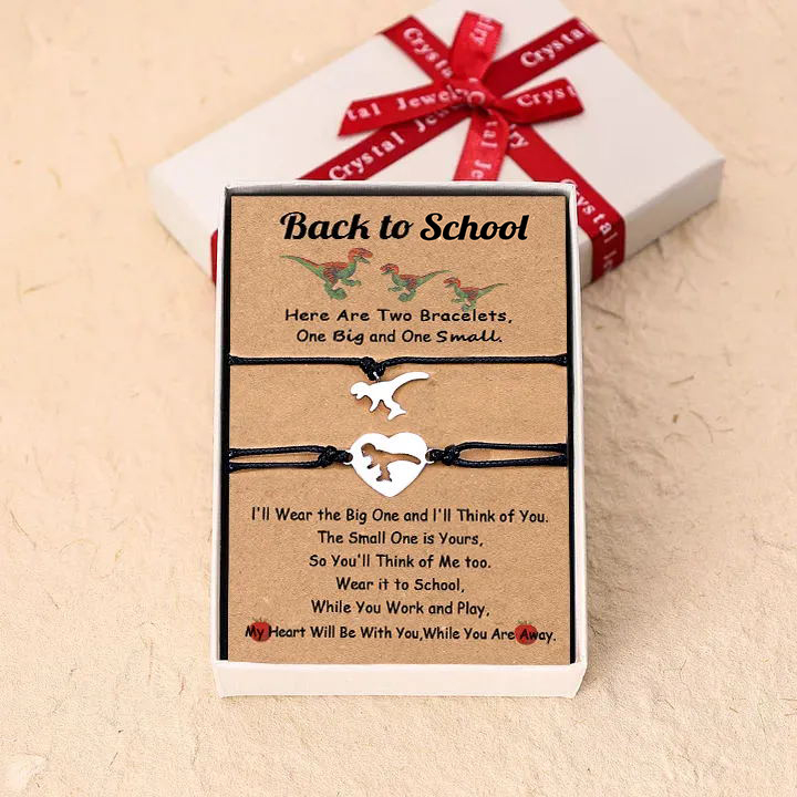 Mother and Daughter Dinosaur Back to School Gifts Set, Adjustable Bracelets Back To School Bracelet Gift With Gift Card Set For Kids