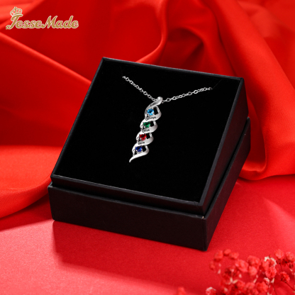 3 Names-Customized Necklace Cascading Pendant with 1-10 Birthstones Engraving 3 Names Gifts for Her