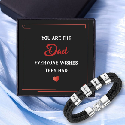 1-8 Names Personalized Braided Leather Bracelet Engraving Men's Bracelet Gift for Dad