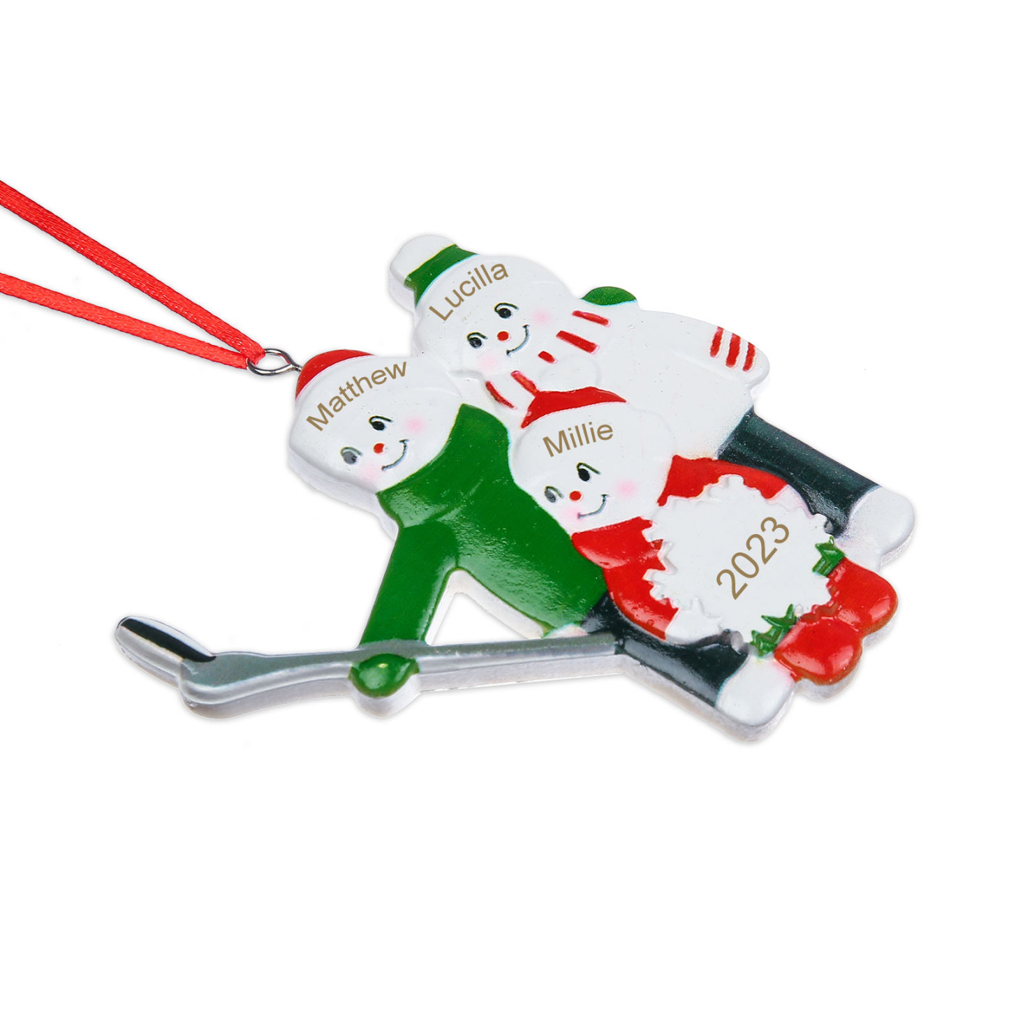 Personalized Snowman Family Ornament - Custom 3-6 Name Christmas Hanging Ornament Gifts For Family | Jessmade