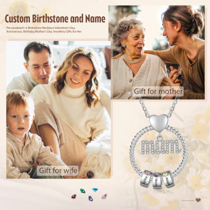 3 Names-Personalized Mom Necklace Set With  Premium Custom Necklace With 3 Birthstones Engraved Names Gift For Mother
