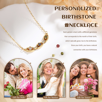 Personalized 2–5 Birthstones Gold Chain Necklace for Women