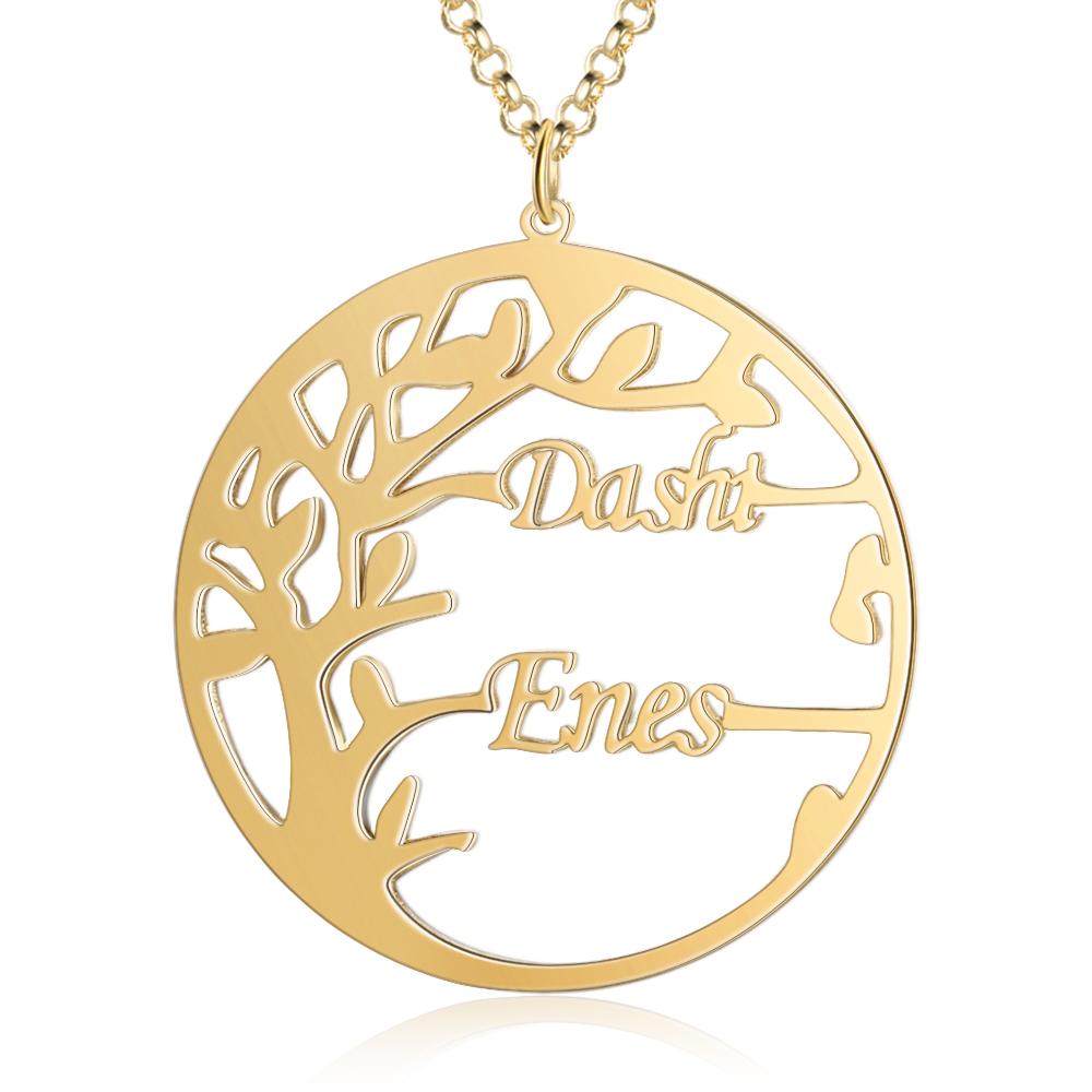 Family Tree Custom 2 Names Sterling Silver Tree Of Life Necklace