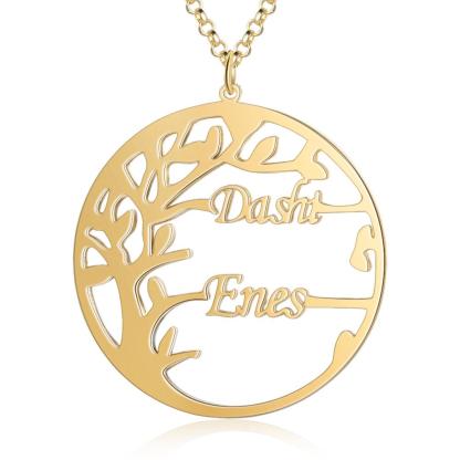 Family Tree Custom 2 Names Sterling Silver Tree Of Life Necklace