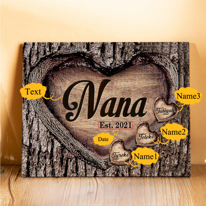 3 Names-Personalized Nana Wooden Ornament Custom Text And Date Home Decoration for Family