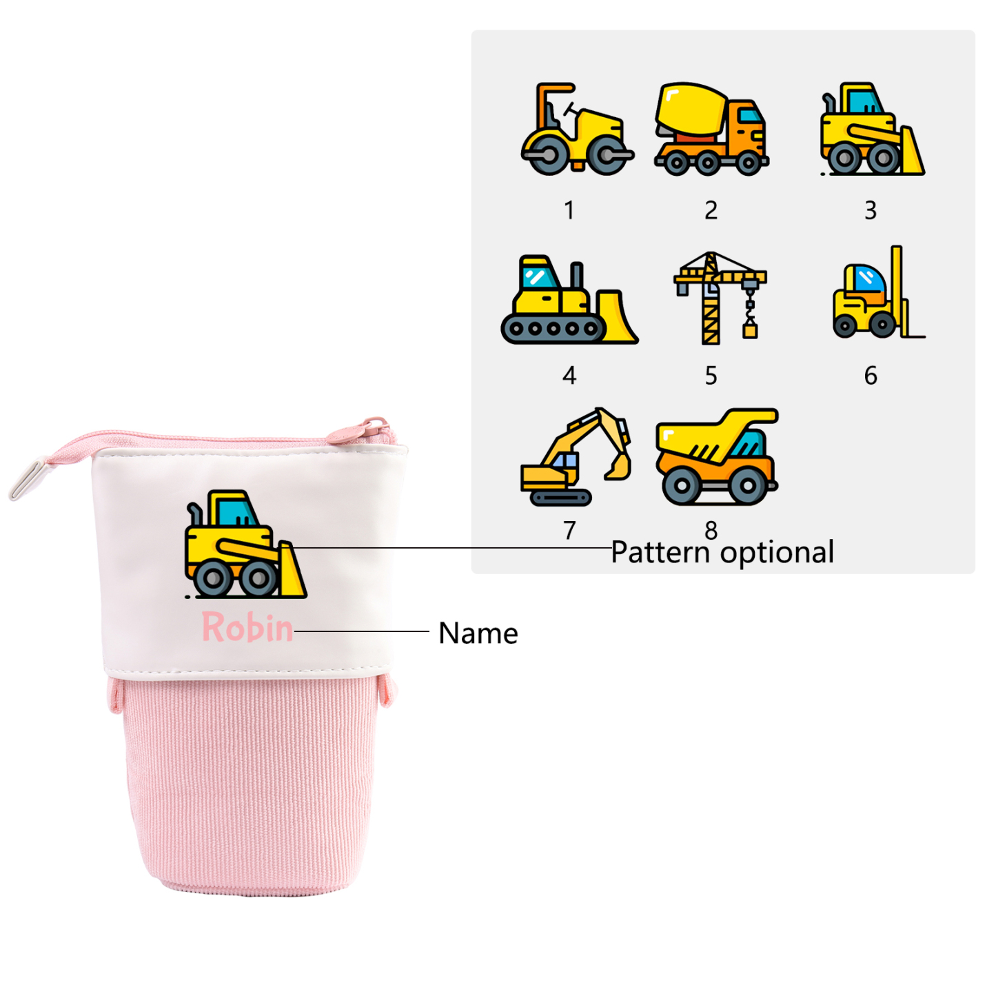 Personalized Name And Truck Pencil Case For Boys And Girls Back To School Gift