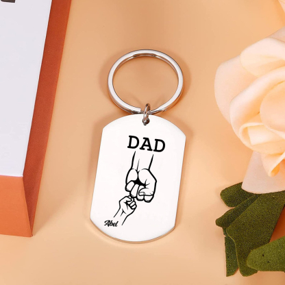 1 Name - Personalized Fist Pendant Keychain Gift Set - Customized Photo Special Gift for Dad