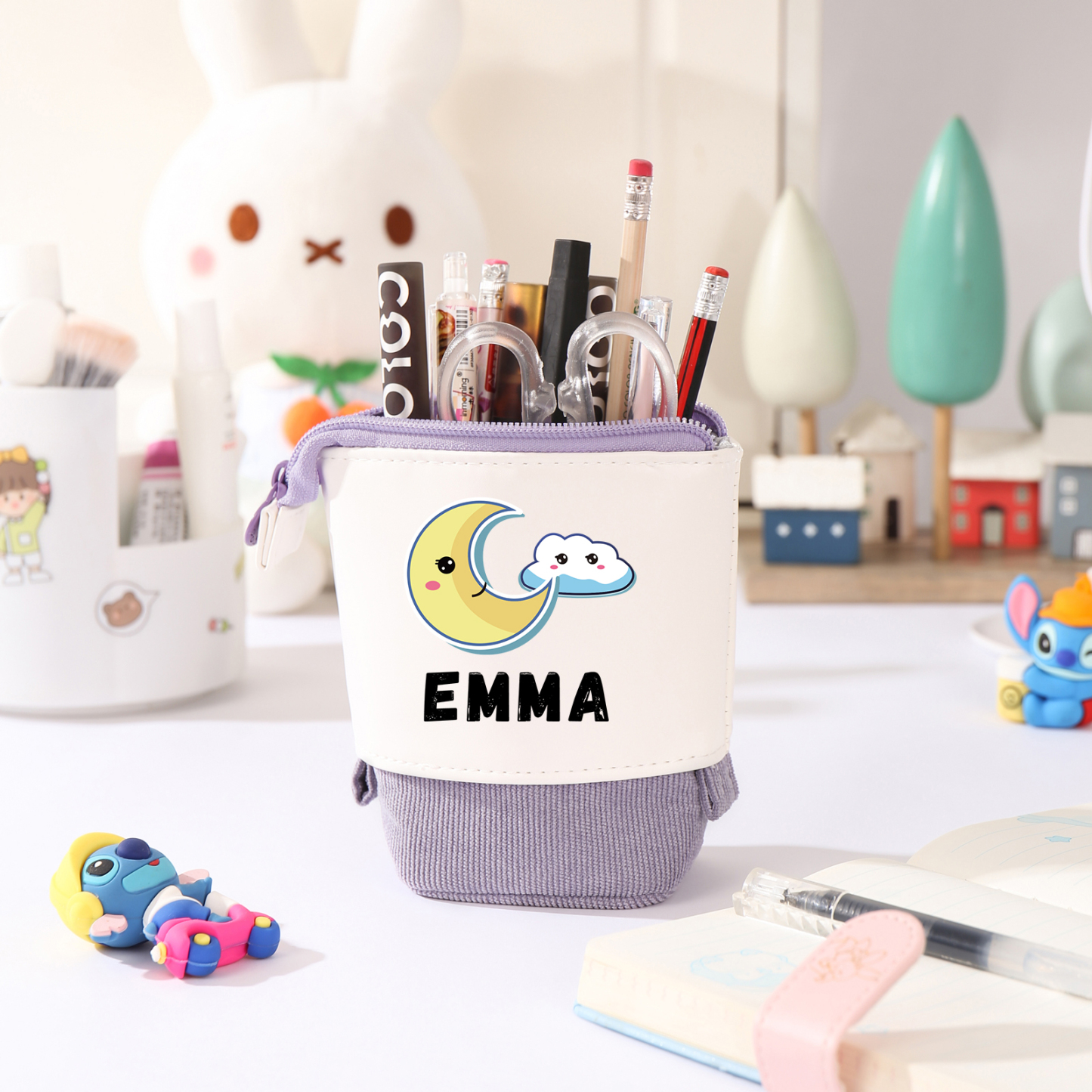 Personalized Moon Pencil Case Custom Name Pencil Case Back to School Gift for Boys/Girls