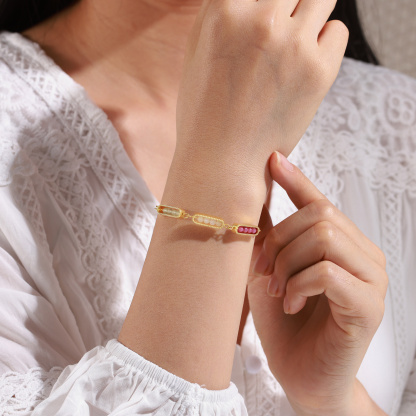 Personalized Bar Bracelet With Birthstone Adjustable Minimalist Design for Women