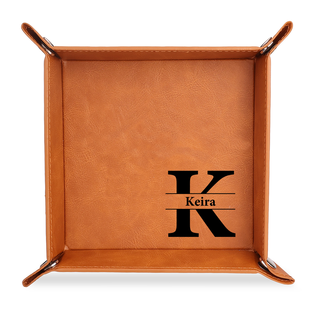 Personalized Classic PU Leather Valet Tray with 10 Pattern Options Special Gift for Men