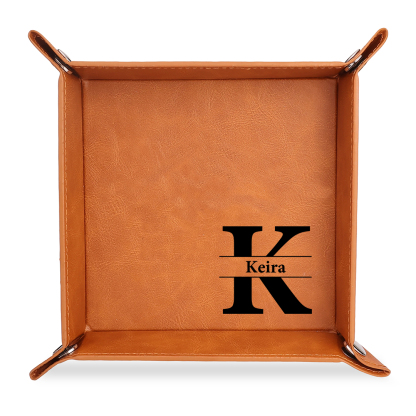 Personalized Classic PU Leather Valet Tray with 10 Pattern Options Special Gift for Men