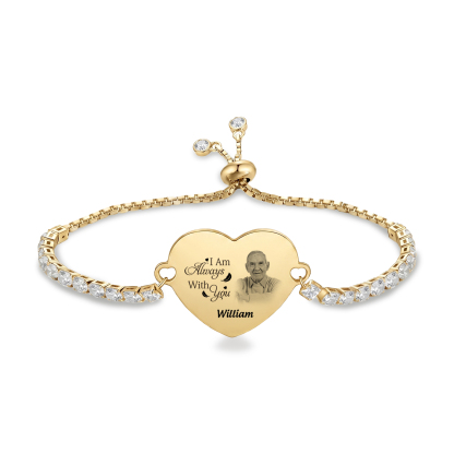 Personalized Memorial Photo Heart Slider Bracelet for Women Tennis Chain Bracelet