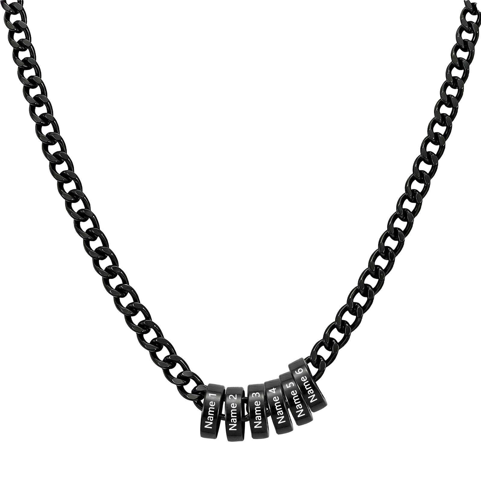 Personalized Stainless Steel Men’s Necklace Custom With 2-6 Name Beads For Men Dad Husband