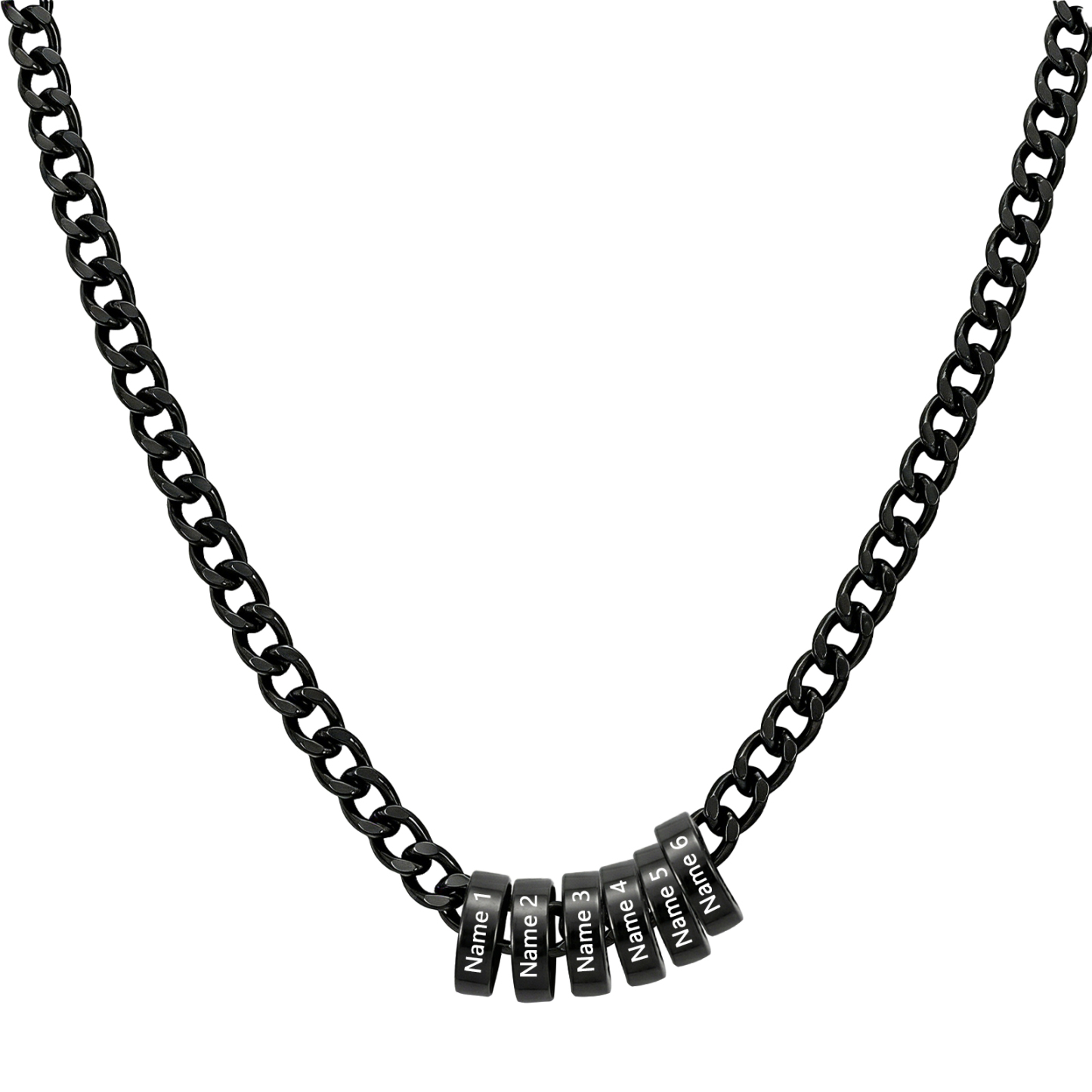 Personalized Stainless Steel Men’s Necklace Custom With 2-6 Name Beads For Men Dad Husband