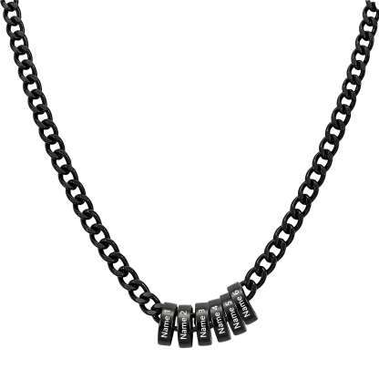 Personalized Stainless Steel Men’s Necklace Custom With 2-6 Name Beads For Men Dad Husband