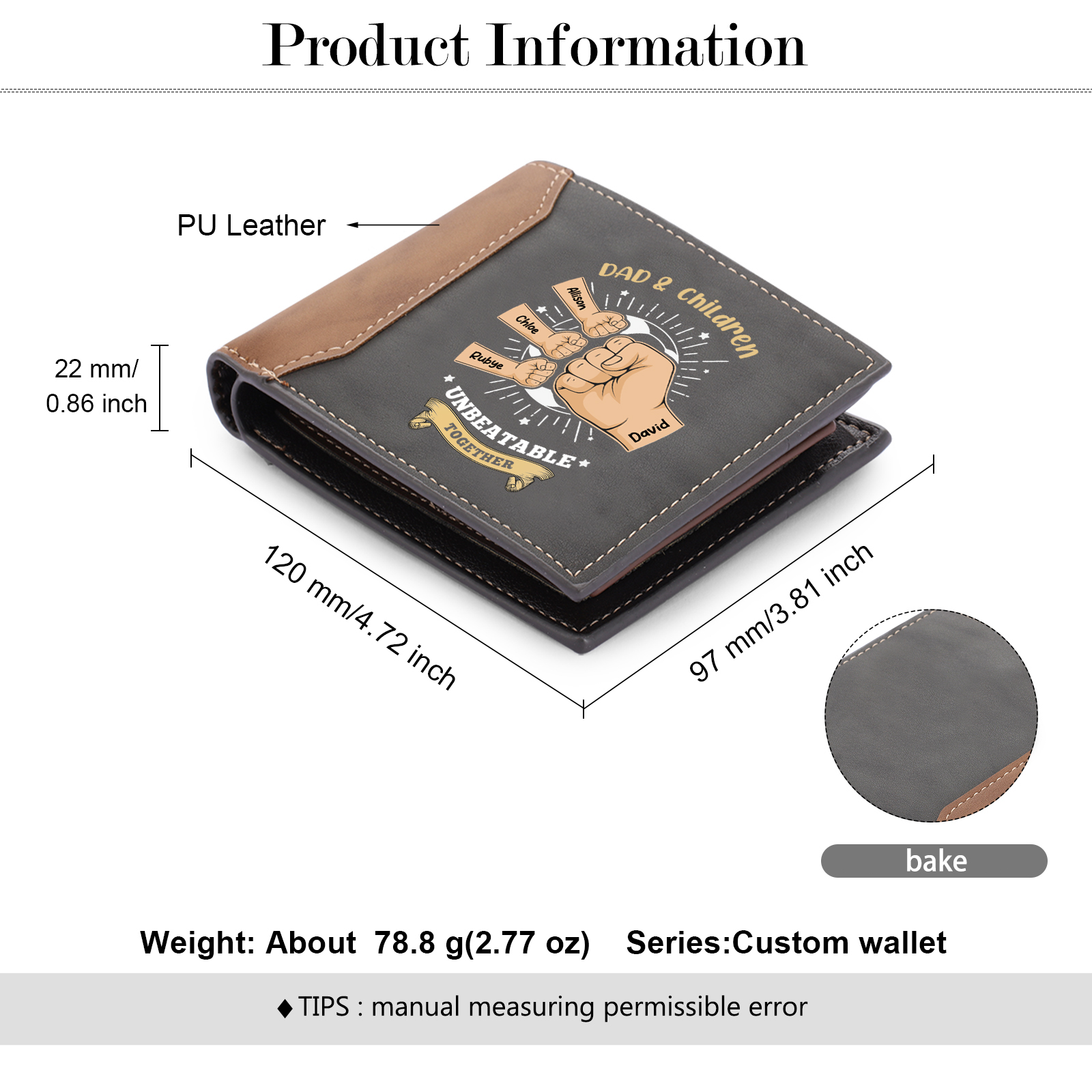 Personalized Leather Wallet For Dad And Son Customized With 2–9 Names And Fist Bumps