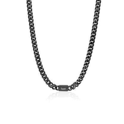Personalized Cuban Chain Necklace for Dad Grandpa Man Cutsomized with 1-6 Names and Engraved Text
