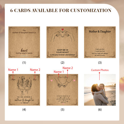 Personalized Mother Daughter Infinity Heart Birthstone Bracelet with Gift Card