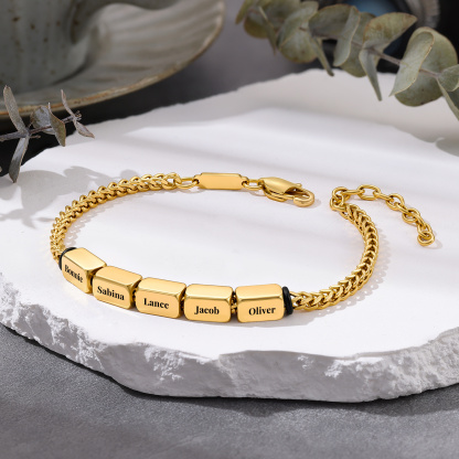 Personalized Men’s Bracelet With 2-5 Names Gold Cuban Link Bracelet Gift For Men