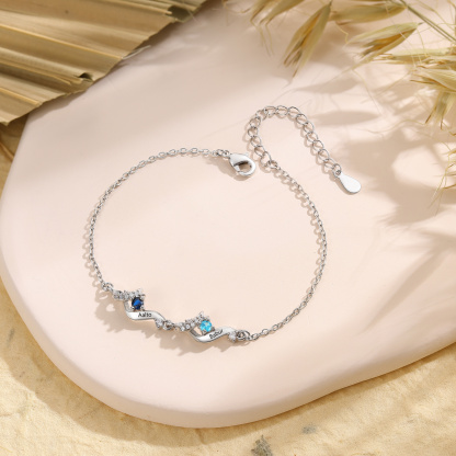 Personalized Ribbon Bracelet Custom with 2–5 Birthstone and Name for Women