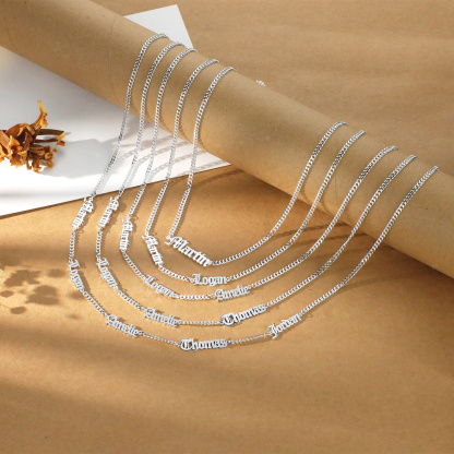 Personalized Gothic Men's Necklace with 1-5 Names