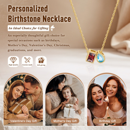 Personalized Birthstone Charm Necklace Customized with 1-6 Stones