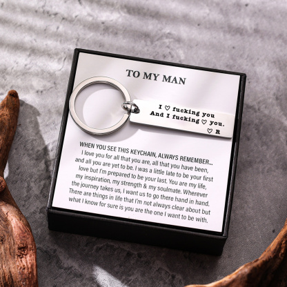 Personalized Naughty Love Message Keychain, Custom letter I Love F❤cking You and I F❤cking Love You Anniversary Gift for Boyfriend, Husband, or Partner | Jessemade