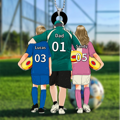 Personalized Soccer Dad and Kids Keychain Gift Custom Football Family Gift | Jessemade