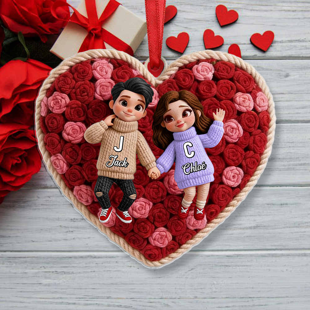 Personalized Heart Keychain or Hanging Decoration with Names for Couples