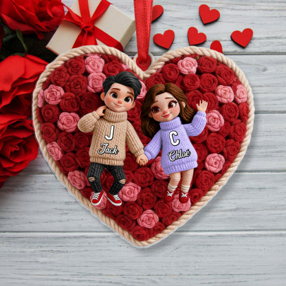 Personalized Heart Keychain or Hanging Decoration with Names for Couples