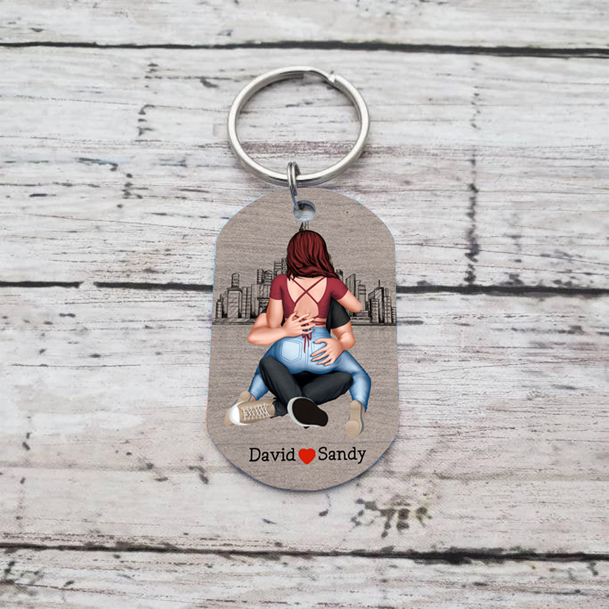 Personalized Cuddling Couple Keychain - I'll keep you forever yours