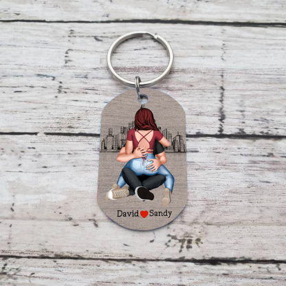 Personalized Cuddling Couple Keychain - I'll keep you forever yours