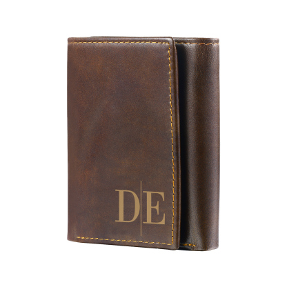 Personalized Genuine Leather Wallet With RFID Protection Trifold Custom With Initials And Name