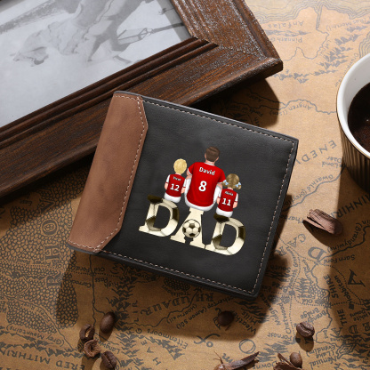 Personalized Dad Wallet Custom 1-4 Names Soccer Wallet Gift for Dad | Jessemade
