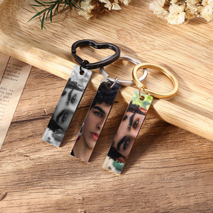 Personalized Photo Keychain Necklace Custom with Eyes Lips or Half Face Picture and Custom Text