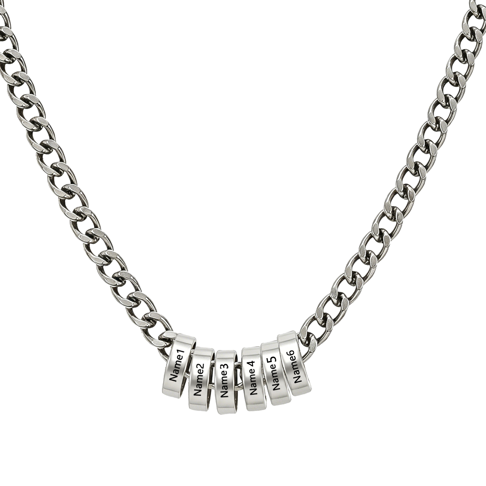 Personalized Stainless Steel Men’s Necklace Custom With 2-6 Name Beads For Men Dad Husband