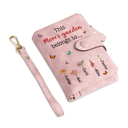 Personalized “Mom’s Garden” Floral Wristlet Women Wallet