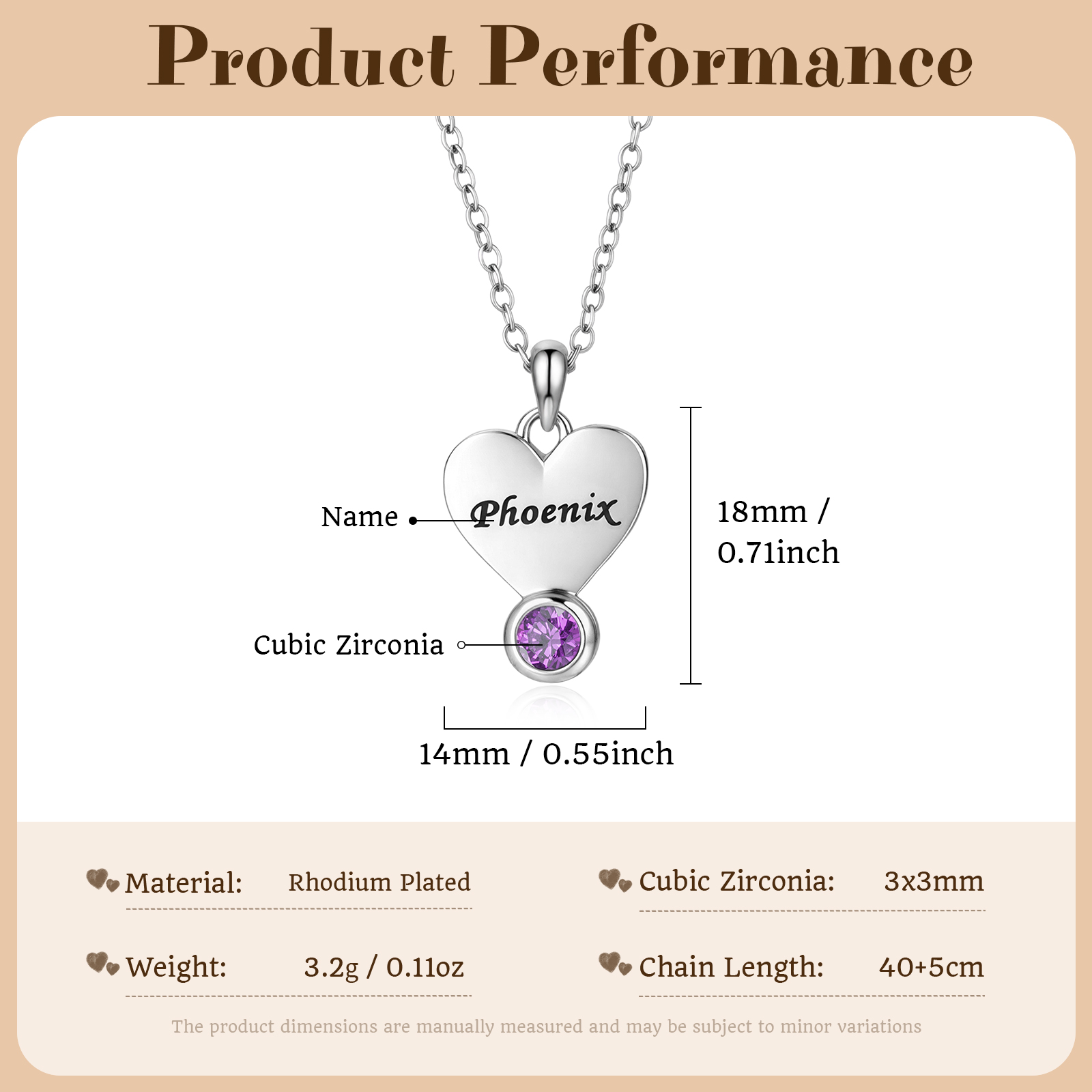 Personalized Necklace With Vertical Hearts Pendant Custom with 1-5 Names And Birthstones Gift For Mom