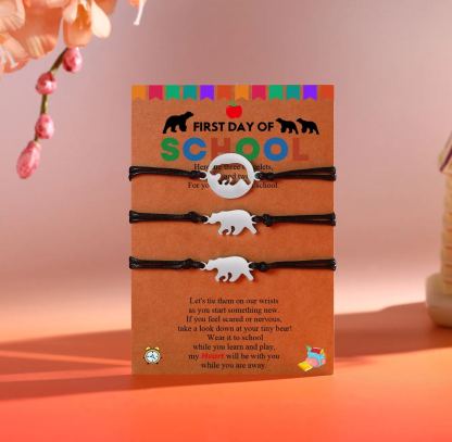 2 Pcs Bear Bracelets Stainless Steel Bear Braided Bracelets Back to School Gifts for Kids 16.99