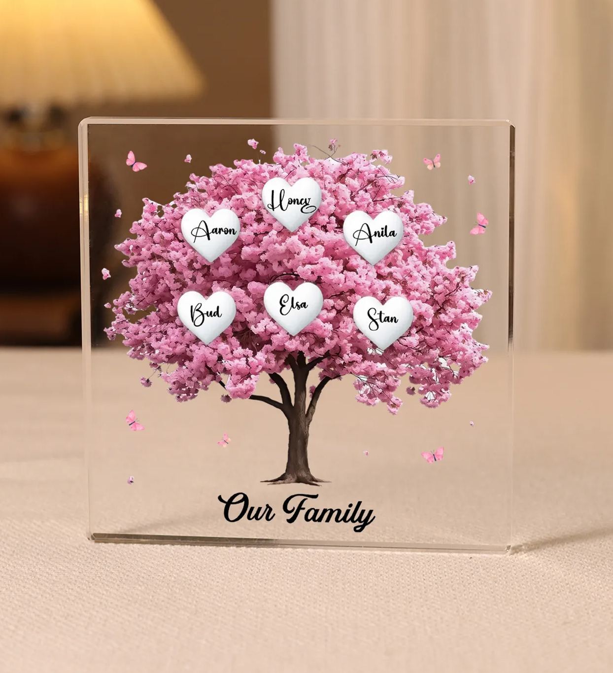 Personalized Family Tree Acrylic Ornaments Customize 6 Names Decoratio
