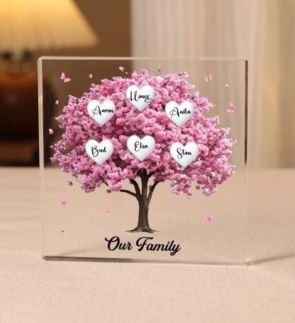 Personalized Family Tree Acrylic Ornaments Customize 6 Names Decoratio