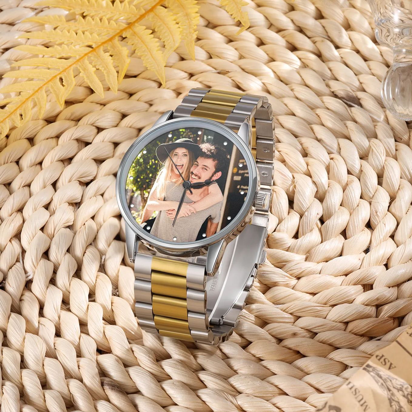 Personalized Photo Men's Watch with Custom1 Photos and 1 Text Watch Gifts for Him | Jessmade