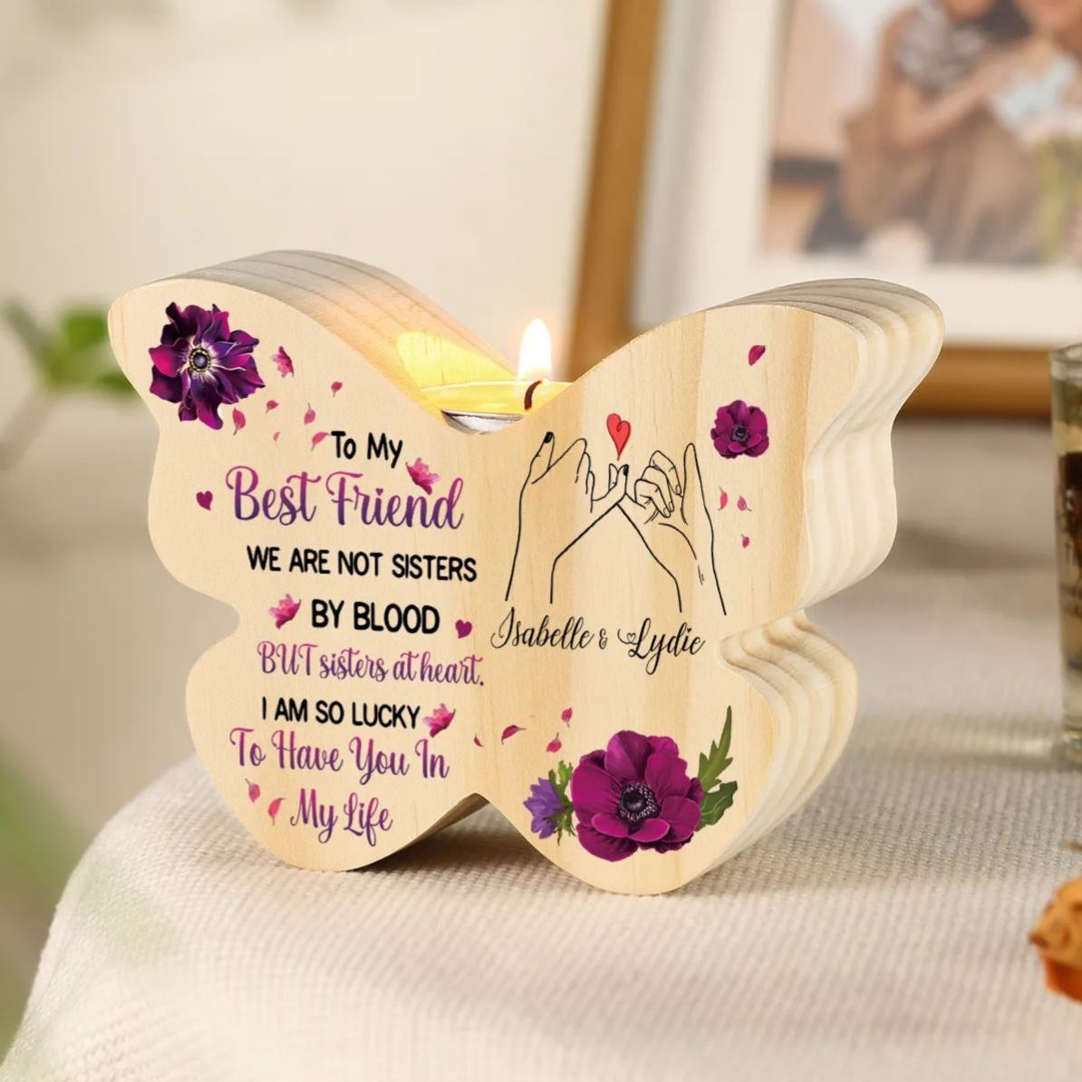 Personalised Butterfly Wooden Decor with Custom 2 Names – Christmas Gift for Friends | Jessemade