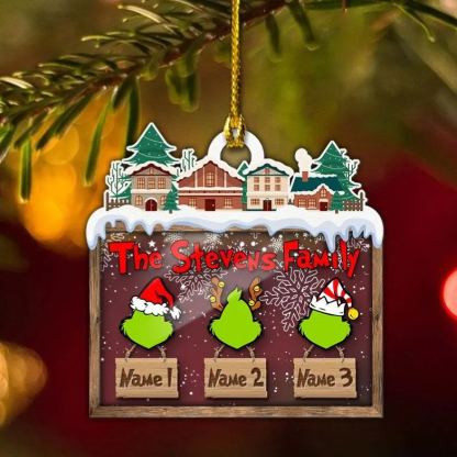 MERRY GRINCHMAS Grinch Personalized Christmas Ornament Engraved 3 Names Gifts For Family