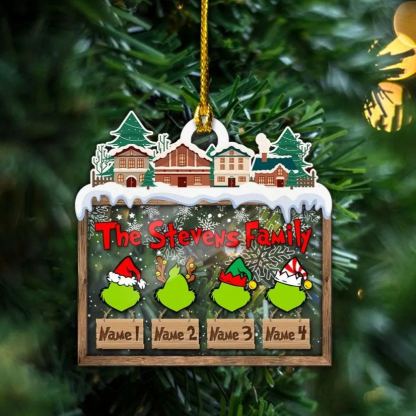 MERRY GRINCHMAS Grinch Personalized Christmas Ornament Engraved 4 Names Gifts For Family