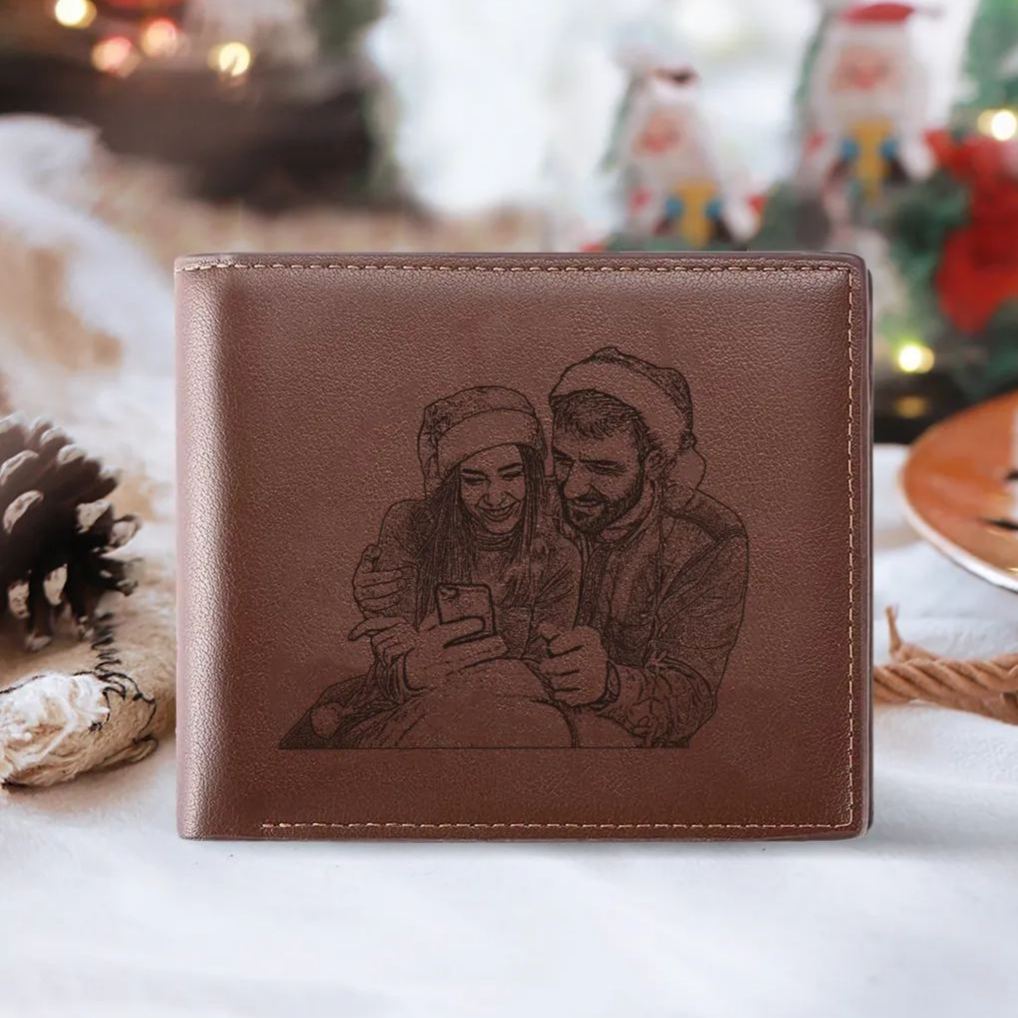 Personalized Men's Wallet with Custom Photo & Name & Letter PU Leather Wallet Couple Gift for Him | Jessemade